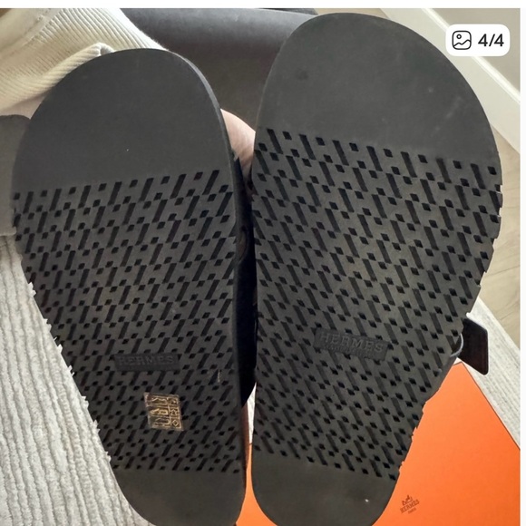 Hermes Black Chypre Sandals